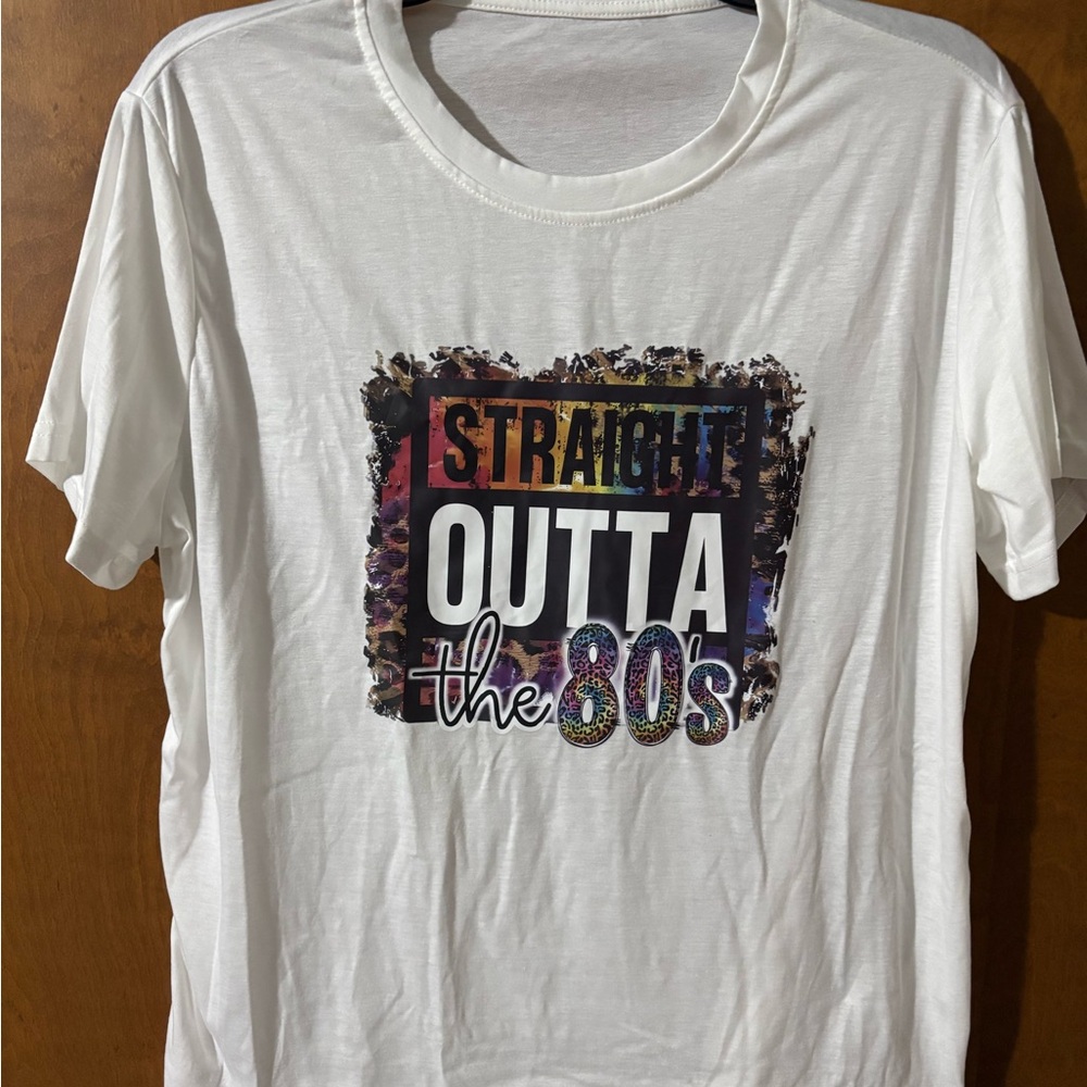 White Graphic Tee "Straight Outta the 80s"